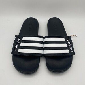 ADIDAS ADILETTE COMFORT ADJUSTABLE BLACK/WHITE #EG1344 US MEN'S VARIOUS SIZE